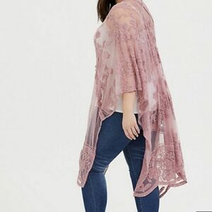 🆕BLUSH PINK MESH EMBROIDERED RUANA / KIMONO PLUS SIZE